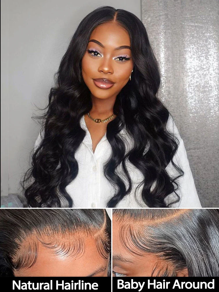 Dorsanee 250 Density Pre-plucked Body Wave 13x4 HD Lace Frontal Human Hair Wigs - Image 4