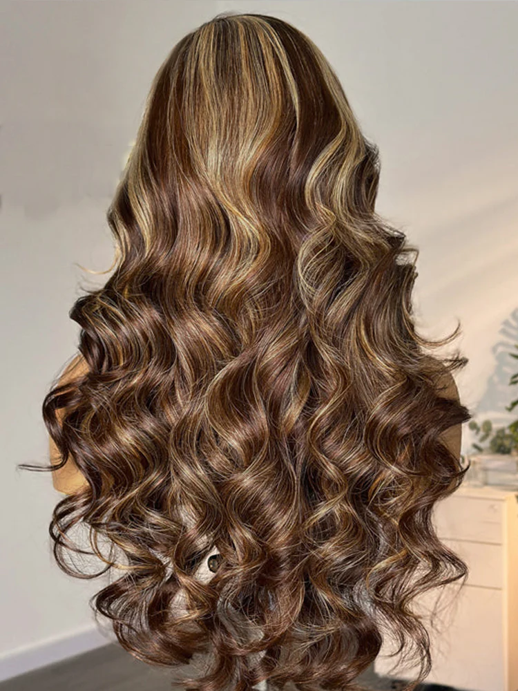 Dorsanee Wear Go Glueless Honey Blonde Brown Highlights Body Wave 6x4 Pre Cut Lace Human Hair Wigs - Image 4