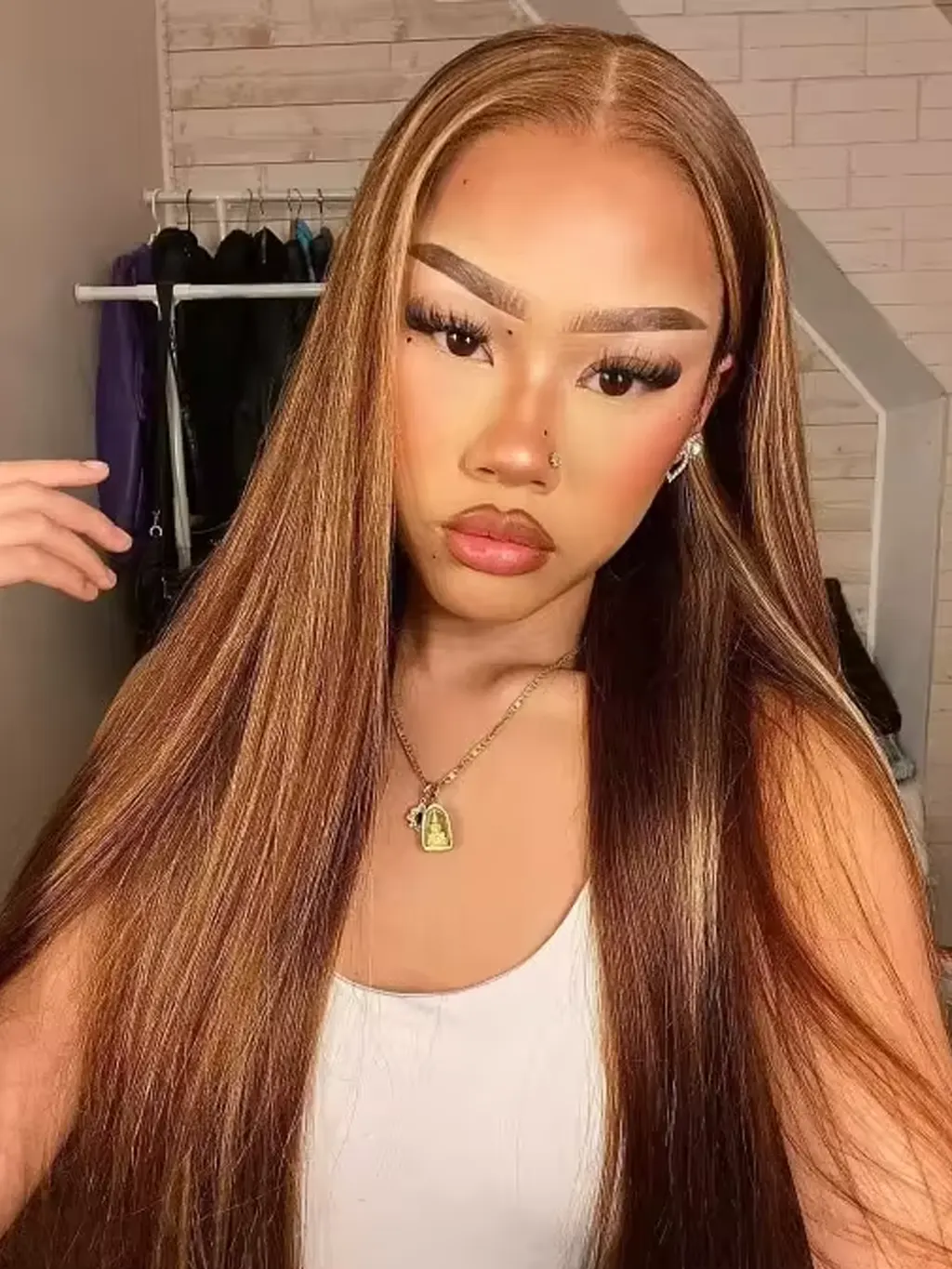28 Inch = $199 | Dorsanee Honey Blonde Brown Highlight 13x4 Lace Front Bone Straight Virgin Human Hair Wigs - Image 4