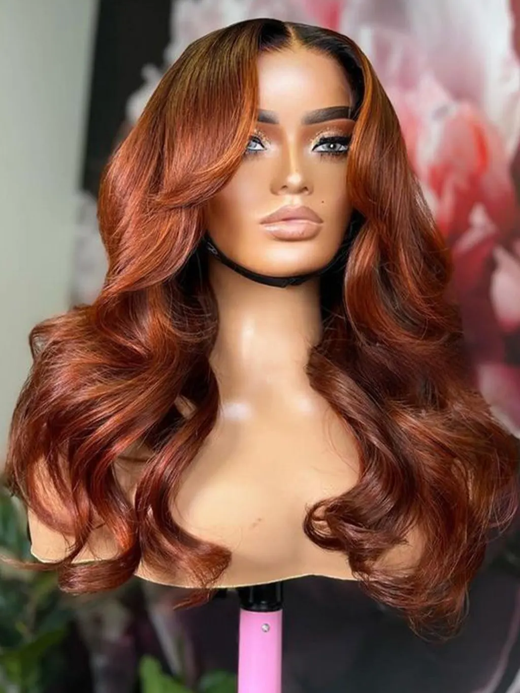 Dorsanee Curtain Bangs Reddish Brown #33 Body Wave 13x4 HD Lace Front Human Hair Wig - Image 7