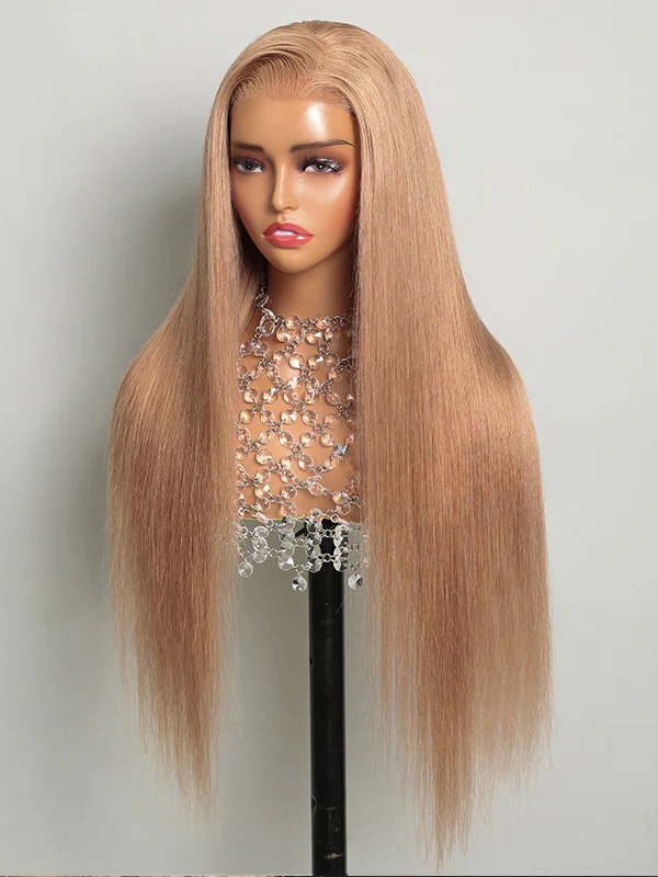 Dorsanee Milk Tea Brown Color Bone Straight 13x4 Lace Frontal Human Hair Wig - Image 3