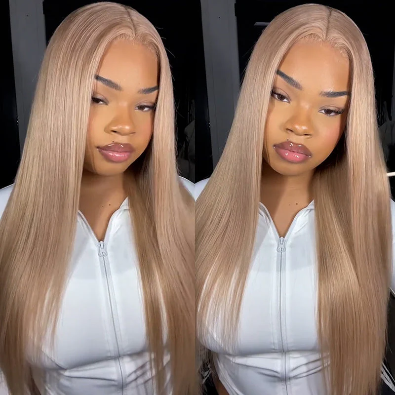 Dorsanee Milk Tea Brown Color Bone Straight 13x4 Lace Frontal Human Hair Wig - Image 6