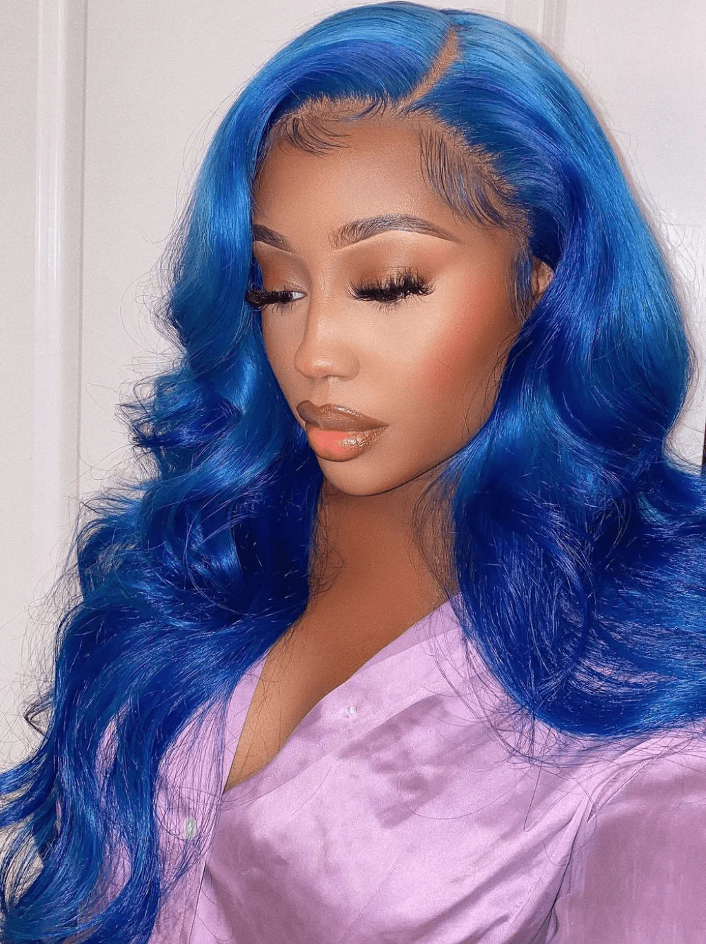 Dorsanee 13x4 HD Lace Front 200 Density Blue Straight Body Wave Human Hair Wigs - Image 3
