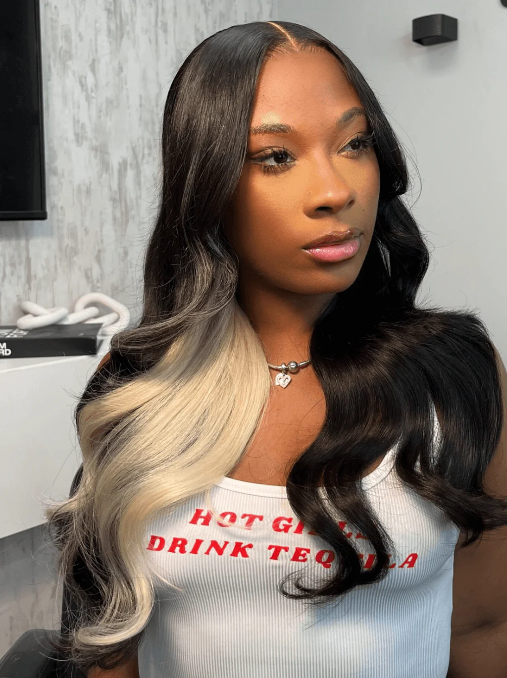 Dorsanee 200 Density Black With Blonde Streaks 13x4 Lace Front Virgin Human Hair Wigs - Image 4