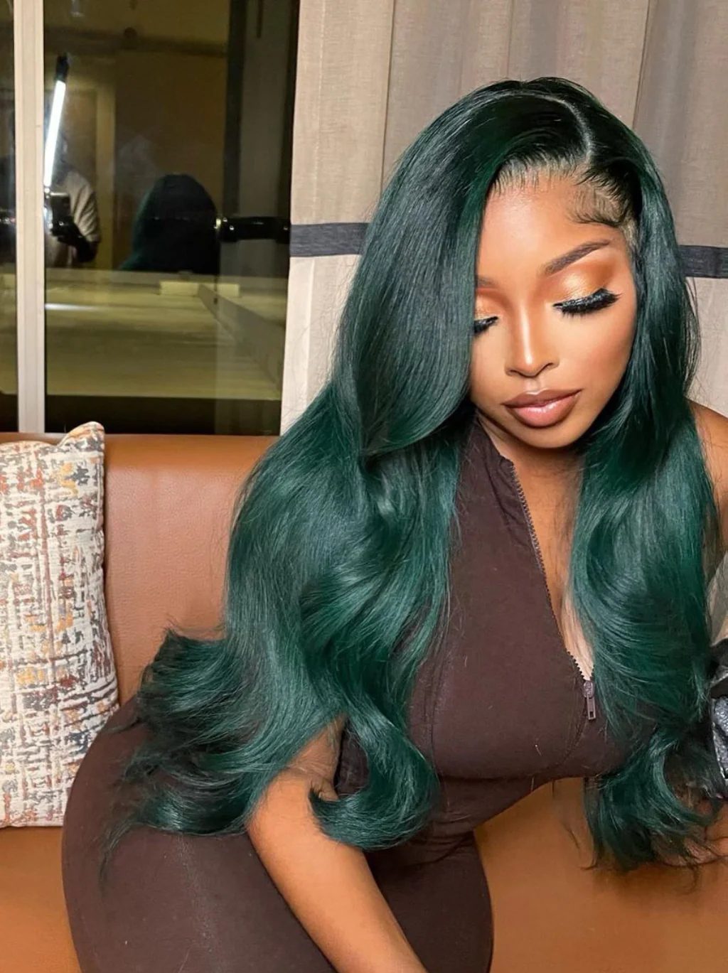 Dorsanee 200 Density Emerald Green 13x4 Lace Front Wave Human Hair Wigs - Image 3