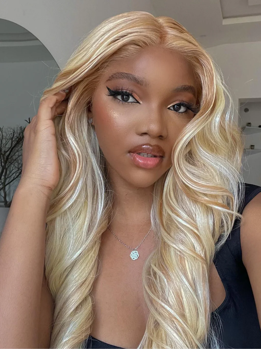 Dorsanee 200 Density Light Brown Blonde Highlight 13x4 Lace Front Body Wave Human Hair Wigs - Image 2