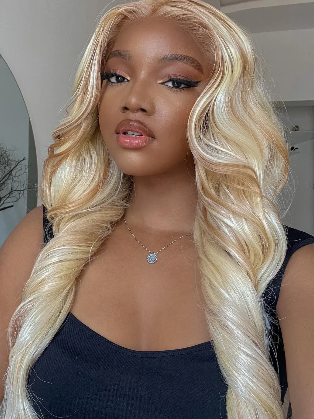 Dorsanee 200 Density Light Brown Blonde Highlight 13x4 Lace Front Body Wave Human Hair Wigs - Image 3