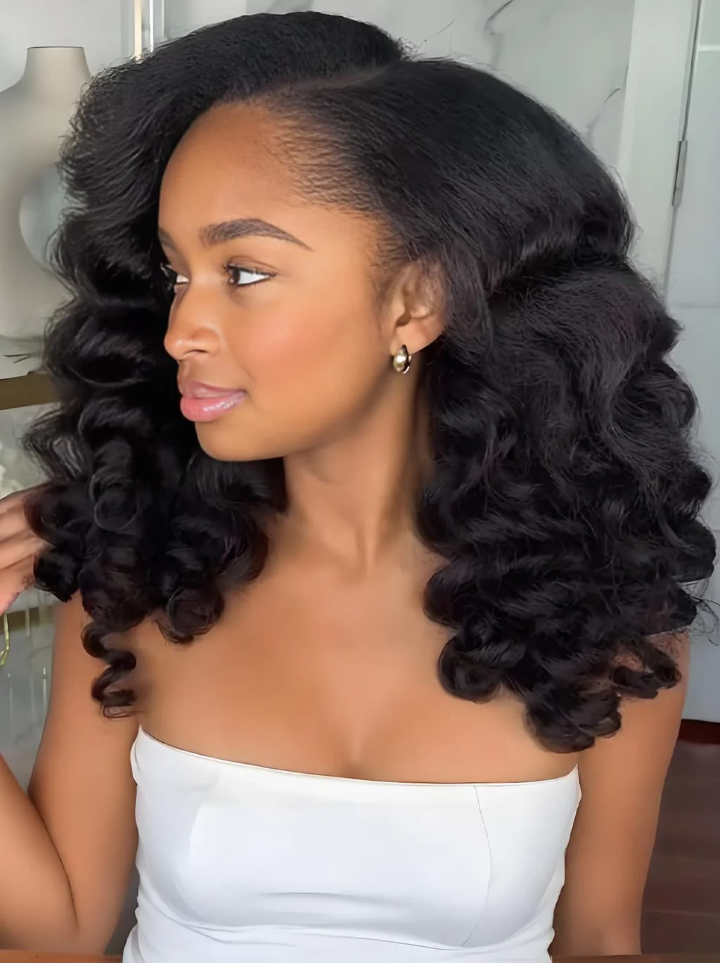 Dorsanee 250 300 Density Bouncy Yaki Kinky Straight Loose Wave 13x4 Lace Front Human Hair Wigs - Image 2