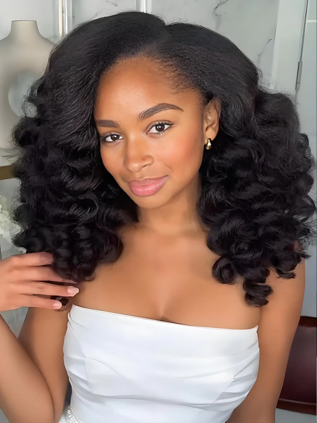 Dorsanee 250 300 Density Bouncy Yaki Kinky Straight Loose Wave 13x4 Lace Front Human Hair Wigs - Image 3