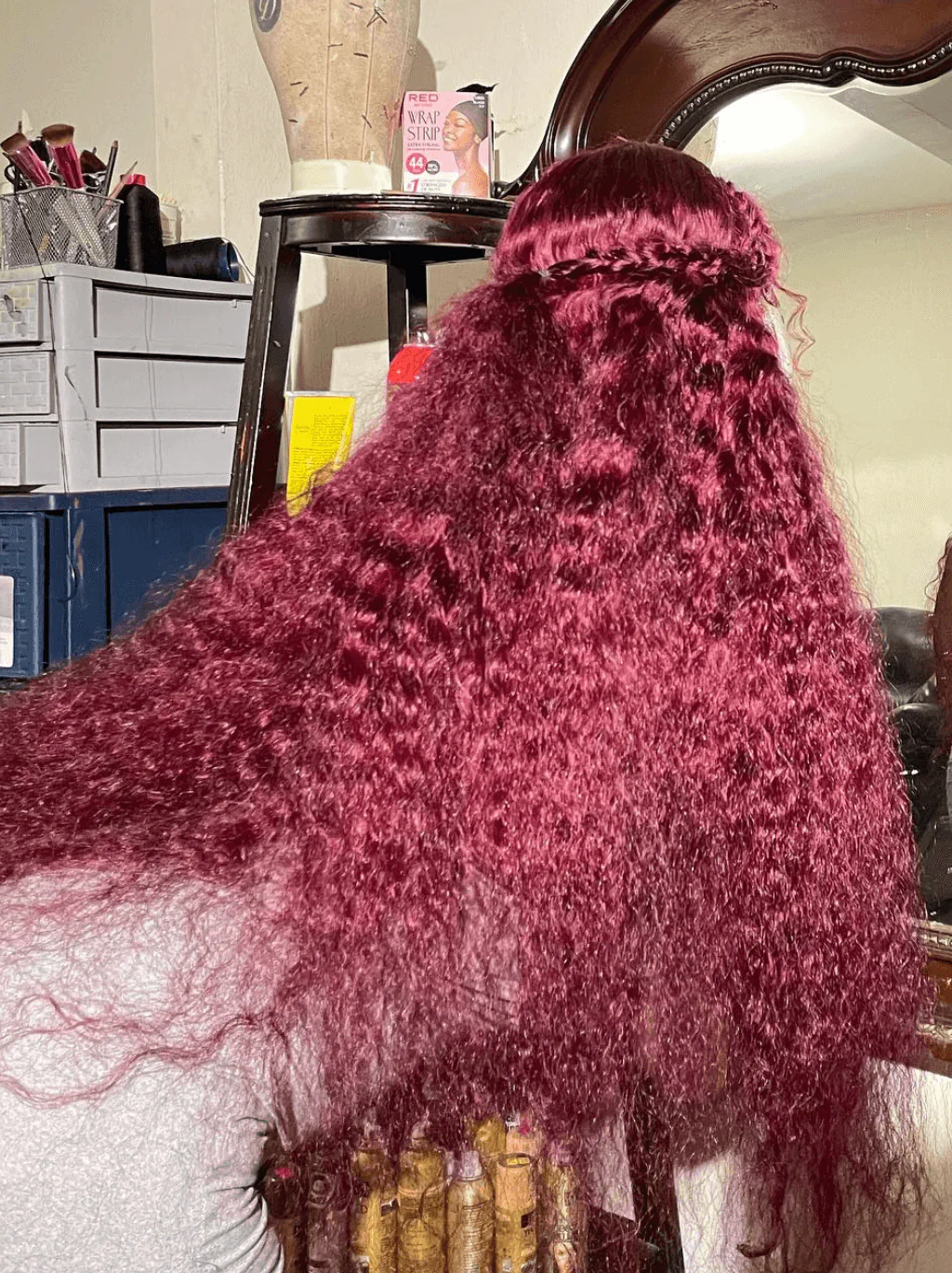 Dorsanee 250 300 Density Burgundy Red Deep Wave Curly Lace Front Human Hair Wig - Image 3