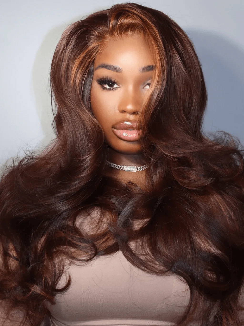 Dorsanee 250 300 Density Chocolate Brown Honey Blonde Highlight Human Hair Wigs - Image 2