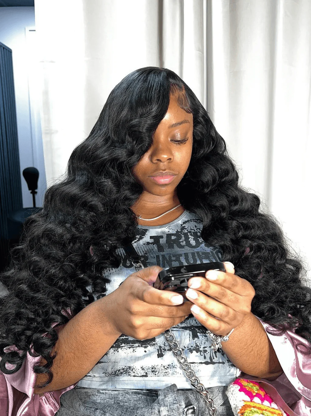 Dorsanee 250 300 Density Loose Deep Wand Curl 13x4 HD Lace Front Human Hair Wig - Image 4