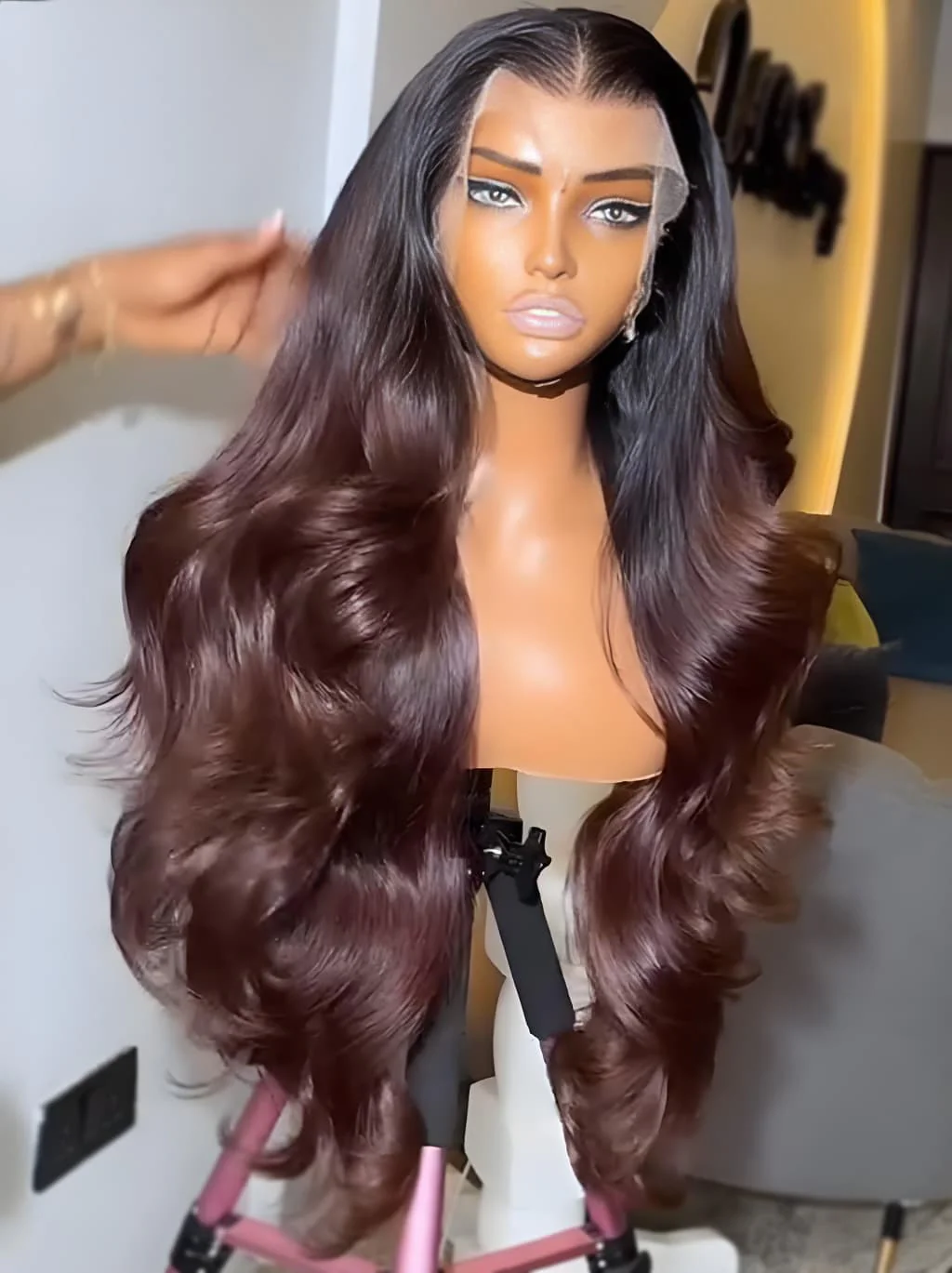 Dorsanee 250 300 Density Ombre Black Brown 13x4 Lace Front Wavy Human Hair Wigs - Image 2