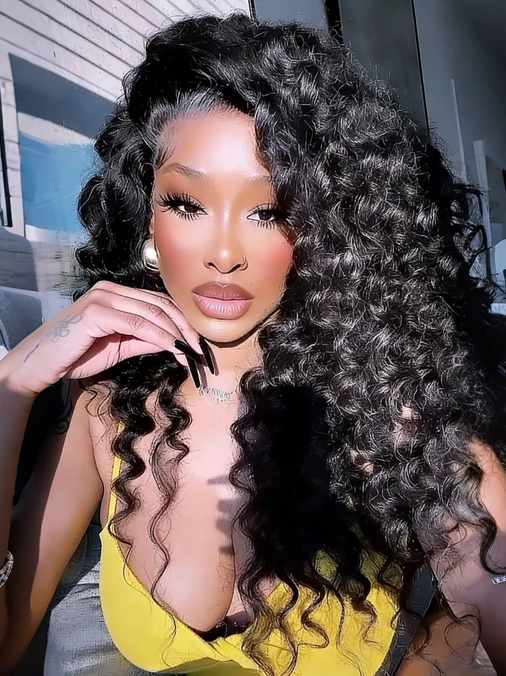 Dorsanee 250 300 Density Tight Spiral Loose Deep Wave Curls 13X4 Lace Front Human Hair Wigs - Image 3
