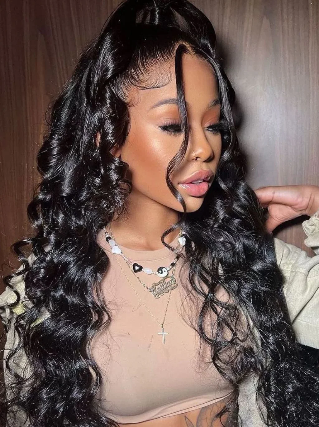 Dorsanee 250 Density 360 Full Lace Frontal Closure Loose Wave Human Hair Wigs - Image 3