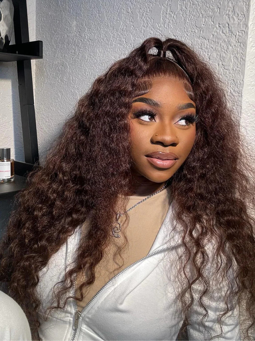 Dorsanee 250 Density Chocolate Brown Deep Wave Curly 13x4 Lace Front Human Hair Wigs - Image 4