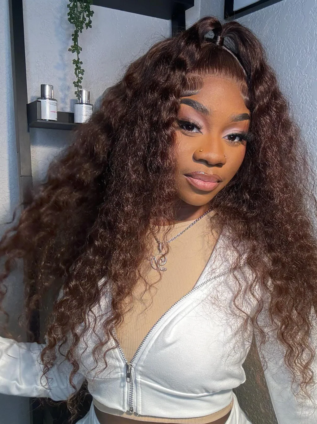 Dorsanee 250 Density Chocolate Brown Deep Wave Curly 13x4 Lace Front Human Hair Wigs - Image 6