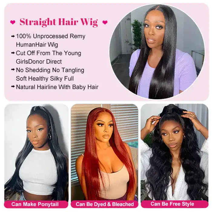 Dorsanee 250 Density Layered Cut 13x4 Lace Front Straight Human Hair Weave Wigs - Image 7