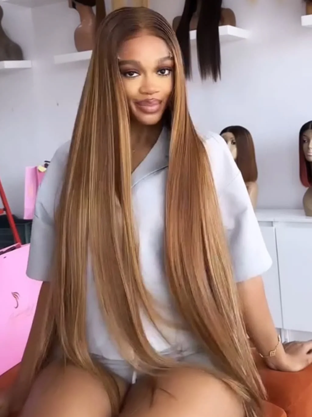 Dorsanee 30 32 34 36 38 40 42 inch Red Brown Blonde Highlights 13x4 Lace Front Human Hair Wigs - Image 4