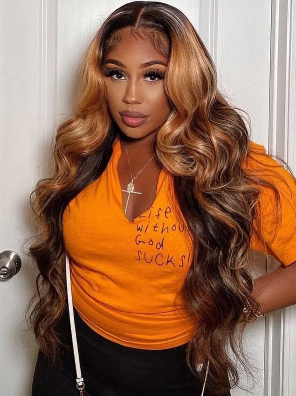 Dorsanee 30 32 34 36 38 40 inch Red Brown Honey Blonde Highlights 13x4 Lace Front Human Hair Wigs - Image 14