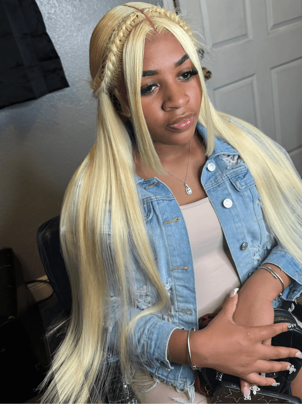 Dorsanee 30 32 34 inch Buss Down Bone Straight Blone 613 Virgin Human Hair Wigs - Image 3