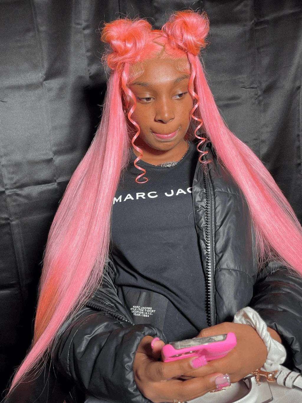 Dorsanee 30 32 34 inch Buss Down Bone Straight Pink Lace Front Human Hair Wigs - Image 3
