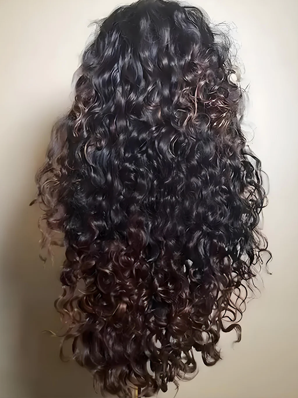 Dorsanee 300 Density Black With Brown Streaks Wand Deep Curls 13x4 Lace Front Human Hair Wigs - Image 2