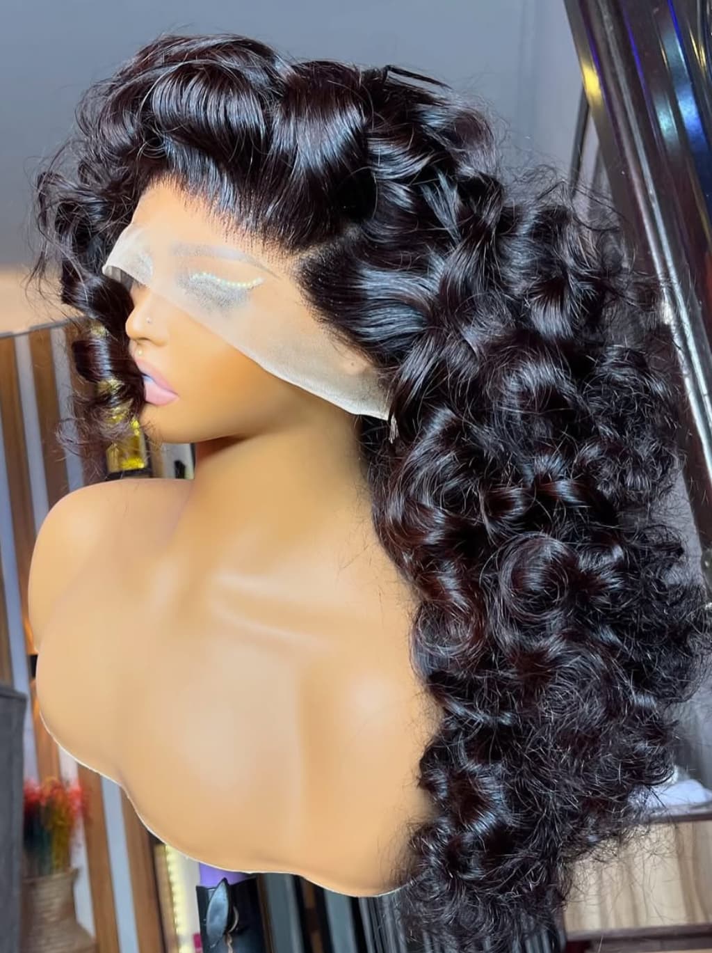 Dorsanee 300 Density Bouncy Loose Deep Curls 13x4 Lace Front Virgin Human Hair Wigs - Image 2