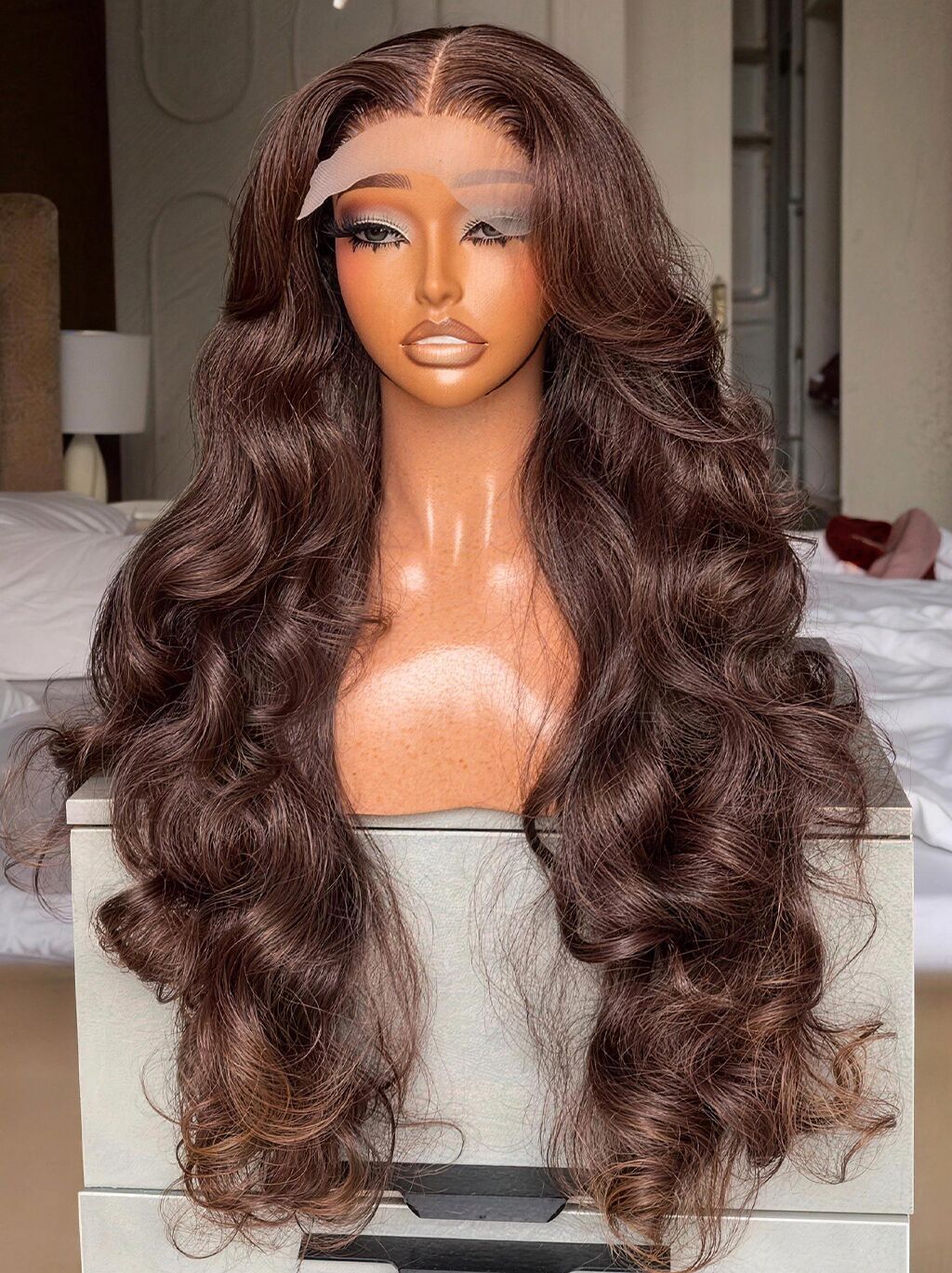 Dorsanee 300 Density Chestnut Chocolate Brown 13x4 Lace Front Virgin Human Hair Wig - Image 2