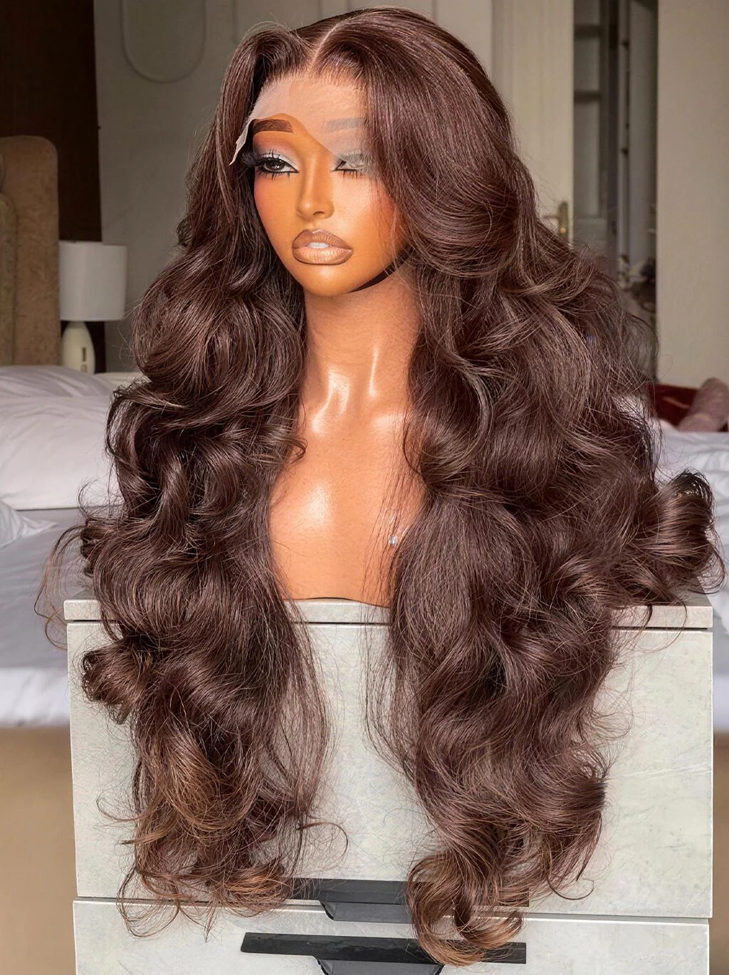 Dorsanee 300 Density Chestnut Chocolate Brown 13x4 Lace Front Virgin Human Hair Wig - Image 3