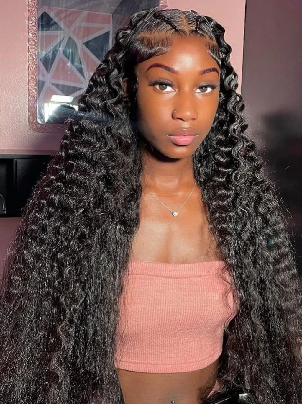 Dorsanee 360 Ventilated Full Lace Frontal Closure Crimped Deep Wave Hair Wigs - Image 6