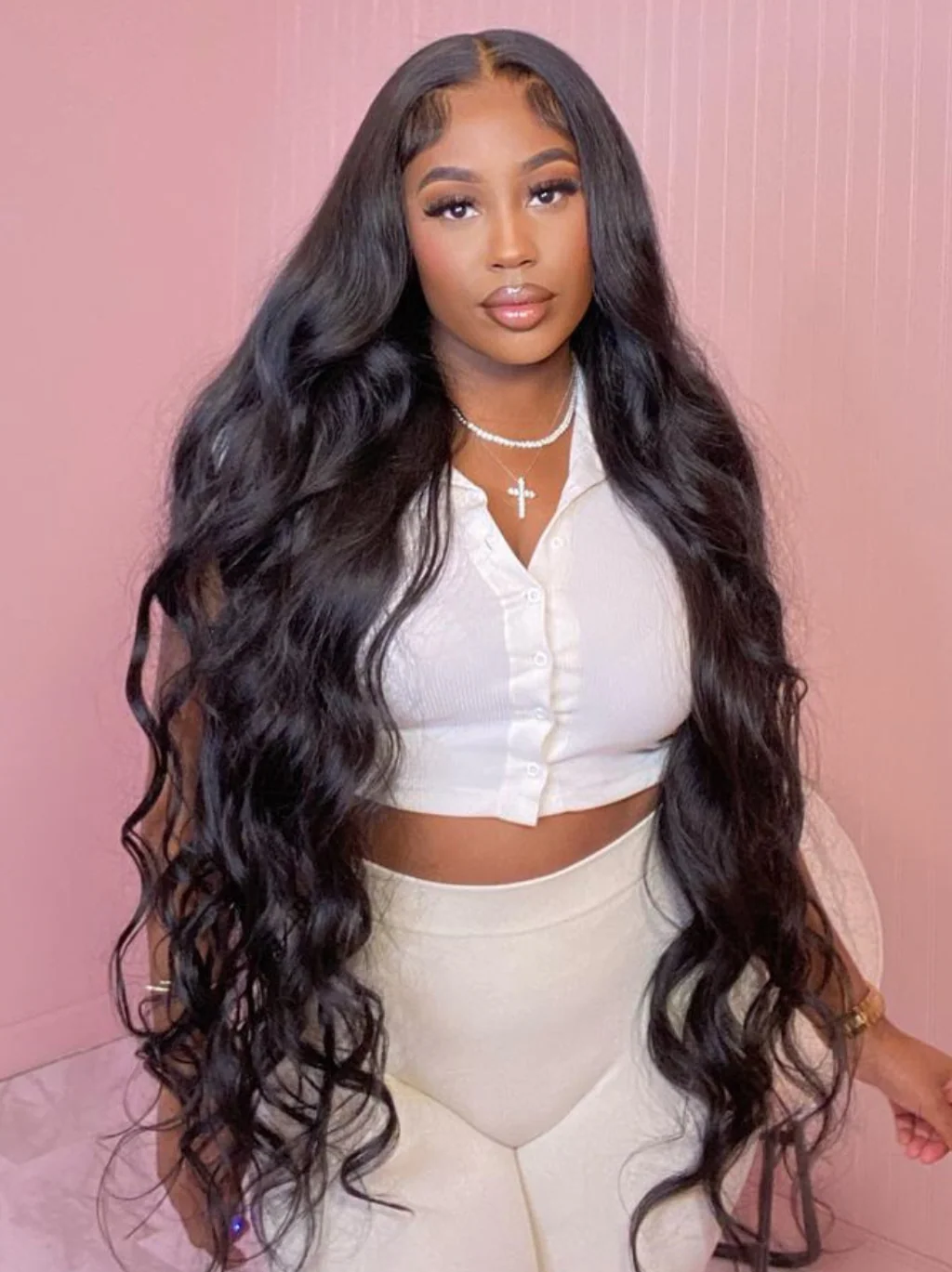 Dorsanee 42 40 38 36 34 32 30 inch 13x4 Lace Front Body Wave Human Hair Wig - Image 3