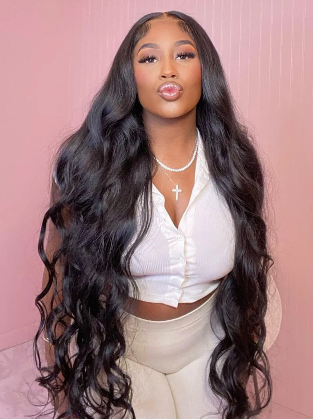 Dorsanee 42 40 38 36 34 32 30 inch 13x4 Lace Front Body Wave Human Hair Wig - Image 4