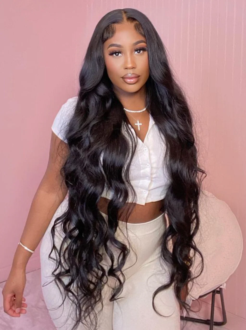 Dorsanee 42 40 38 36 34 32 30 inch 13x4 Lace Front Body Wave Human Hair Wig - Image 5