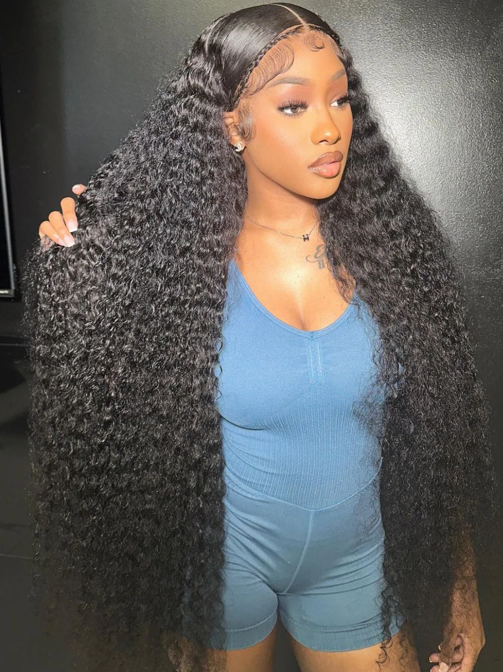 Dorsanee 42 40 38 36 34 32 30 inch Buss Down Knee Length 13x4 Lace Front Human Hair Wig Straight Body Water Wave Wigs - Image 3