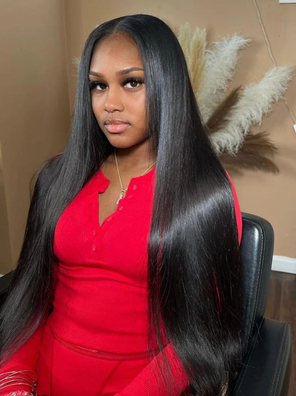 Dorsanee 42 40 38 36 34 32 30 inch Buss Down Knee Length 13x4 Lace Front Human Hair Wig Straight Body Water Wave Wigs - Image 4