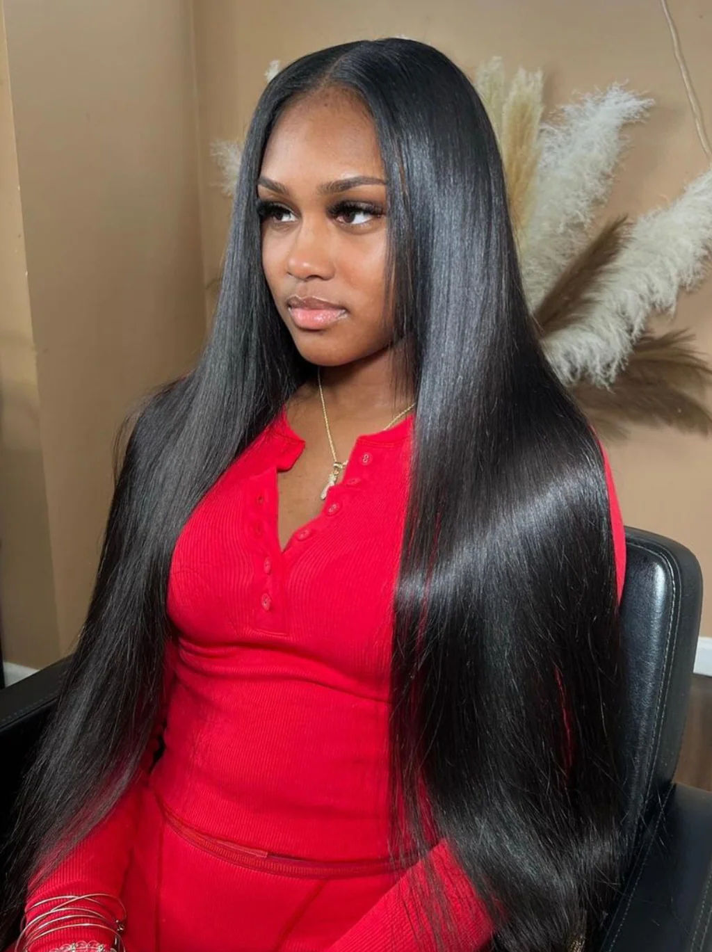 Dorsanee 42 40 38 36 34 32 30 inch Buss Down Knee Length 13x4 Lace Front Human Hair Wig Straight Body Water Wave Wigs - Image 5
