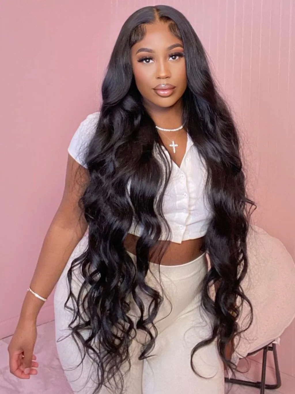 Dorsanee 42 40 38 36 34 32 30 inch Long 13x4 HD Lace Front Human Hair Wig Straight Body Water Wave Wigs - Image 10