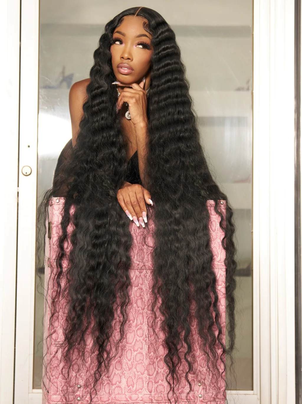Dorsanee 42 40 38 36 34 32 30 inch Long 13x4 HD Lace Front Human Hair Wig Straight Body Water Wave Wigs - Image 3