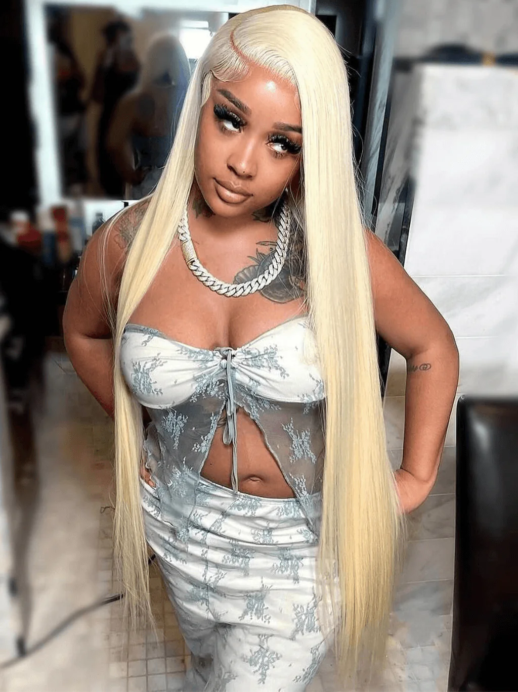 Dorsanee 613 Blonde Bone Straight 200 Density 13x4 Lace Front Hair Wig - Image 2