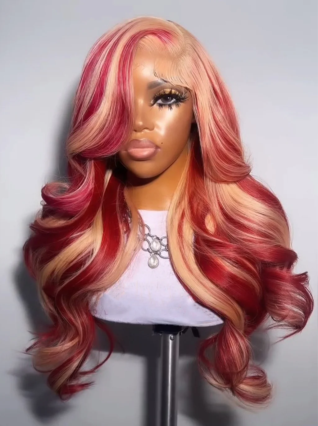 Dorsanee 613 Blonde Burgundy Red Highlights 13x4 Lace Front Virgin Human Hair Wigs - Image 2