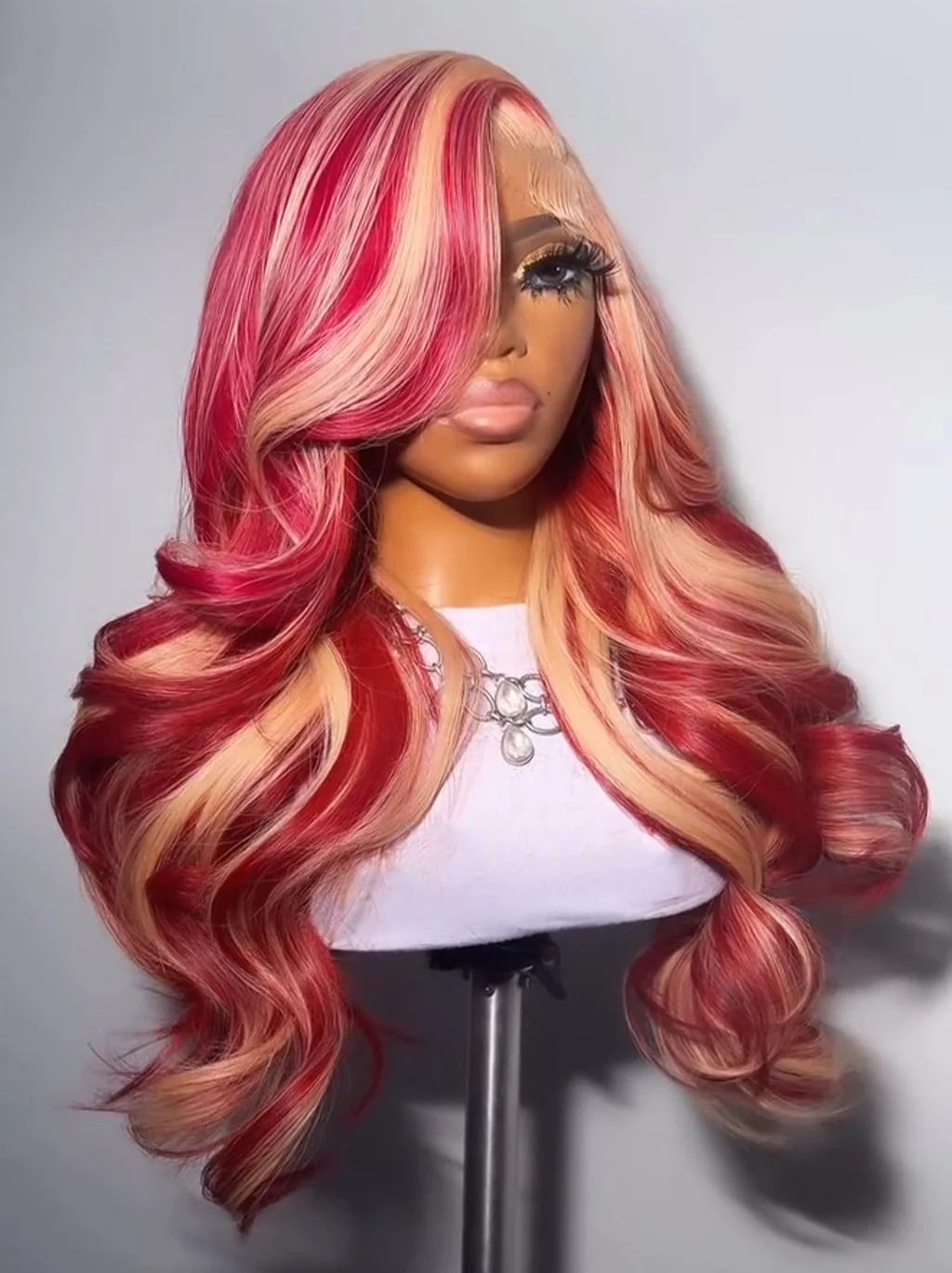 Dorsanee 613 Blonde Burgundy Red Highlights 13x4 Lace Front Virgin Human Hair Wigs - Image 3