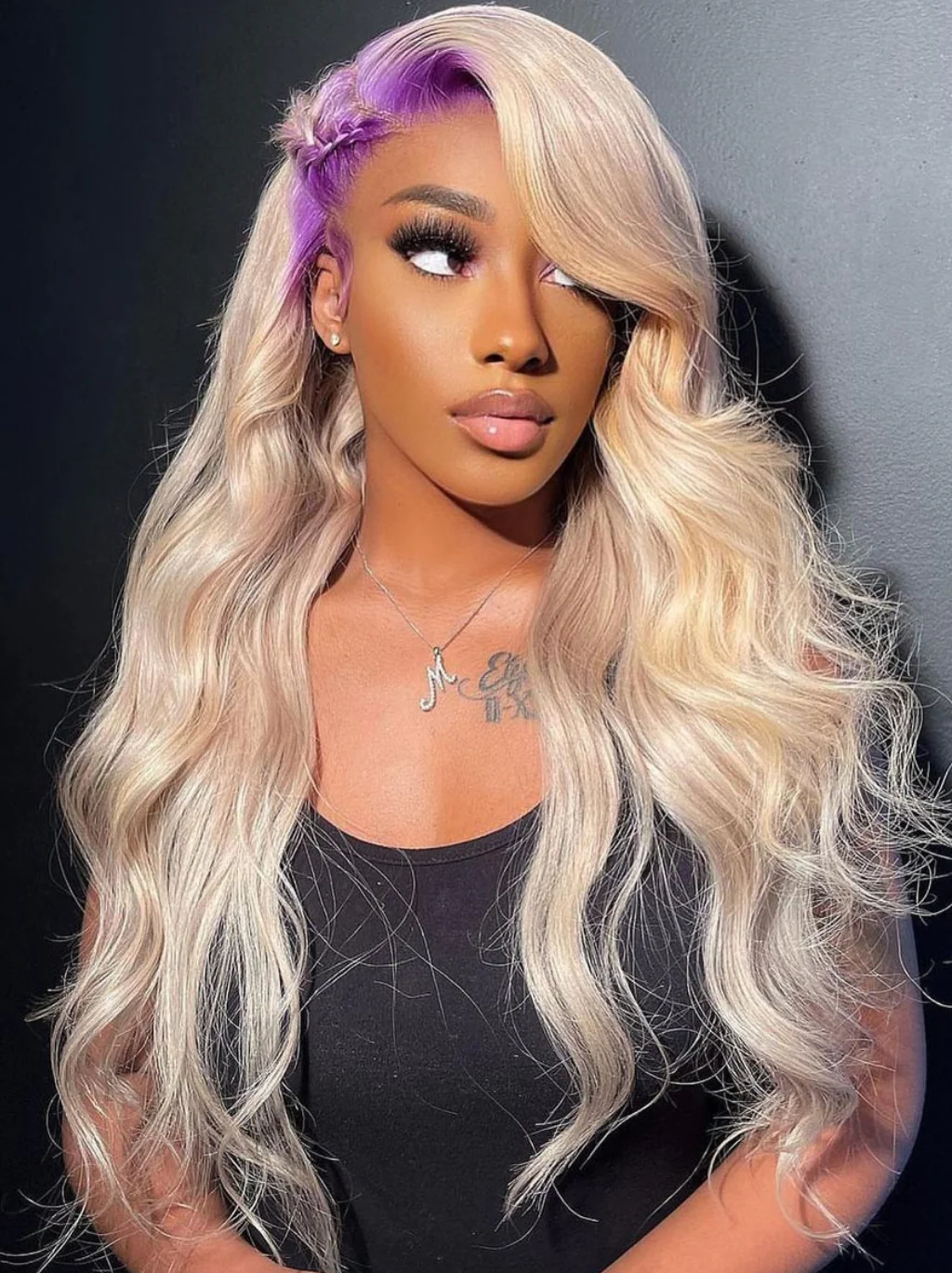 Dorsanee 613 Blonde Wig With Lavender Purple Roots 200 Density 13x4 Lace Front Body Wave Human Hair Wigs - Image 5
