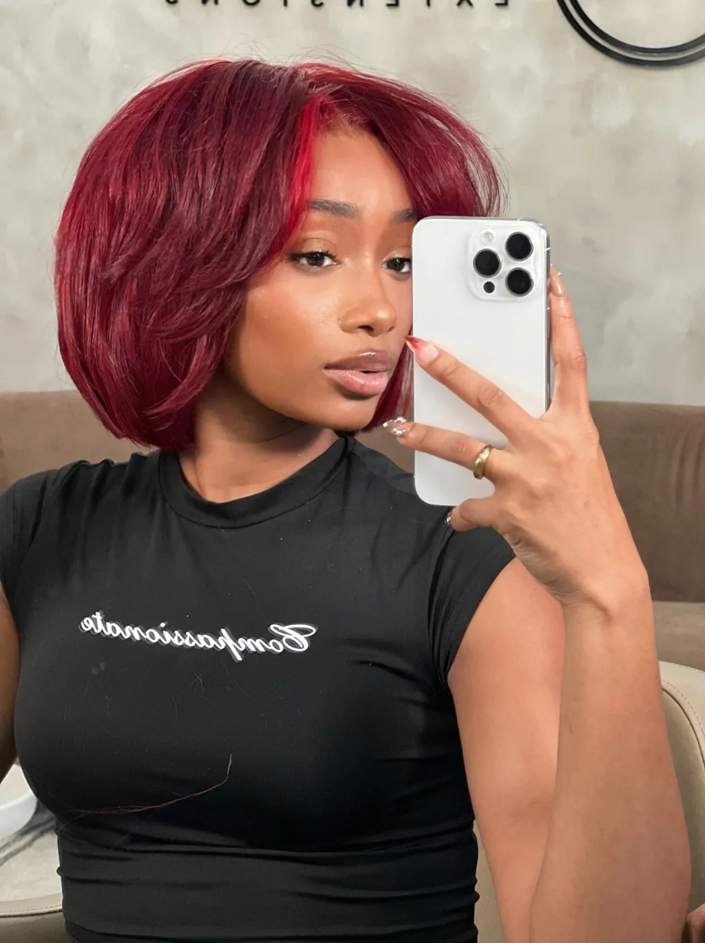 Dorsanee 99J Red Mature Elegant Short Straight Bob 13x4 Lace Front Human Hair Wigs - Image 4