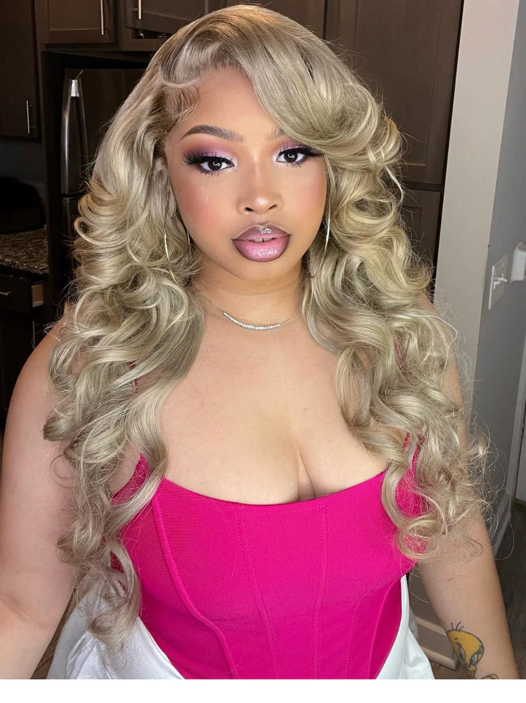 Dorsanee Ash Blonde 200 Density 13x4 Lace Front Body Wave Virgin Human Hair Wigs - Image 2