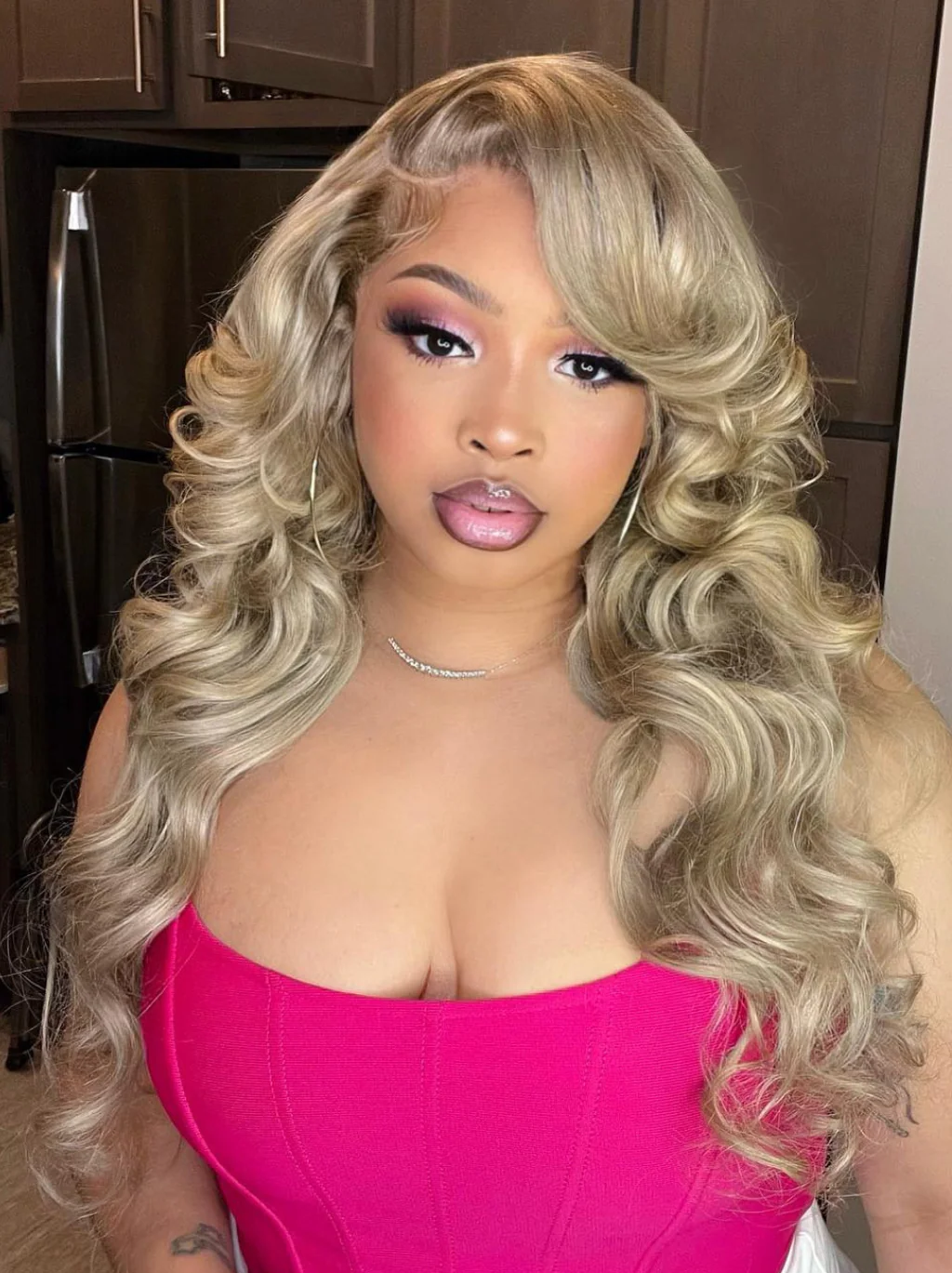 Dorsanee Ash Blonde 200 Density 13x4 Lace Front Body Wave Virgin Human Hair Wigs - Image 4