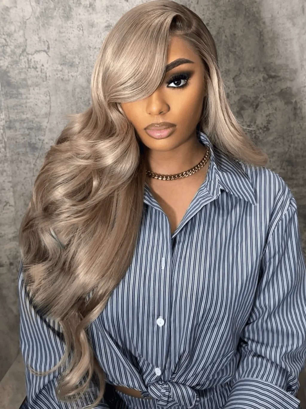 Dorsanee Ash Brown Gray Color Transparent Lace Front Human Hair Wigs - Image 5