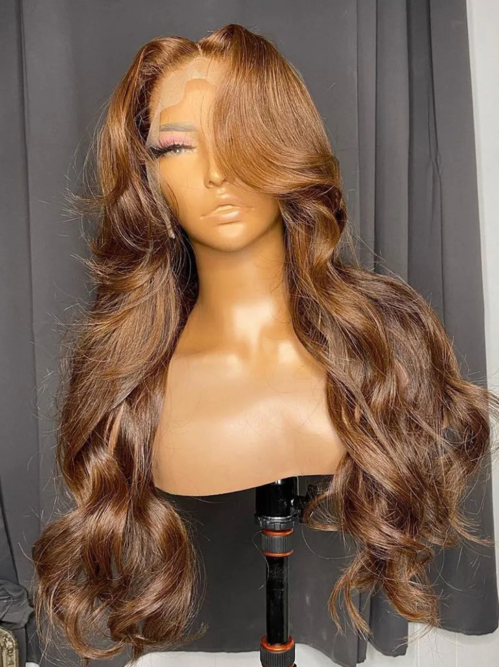 Dorsanee Auburn Reddish Brown Curtain Bangs 13x4 HD Lace Front Body Wave Human Hair Wigs - Image 3