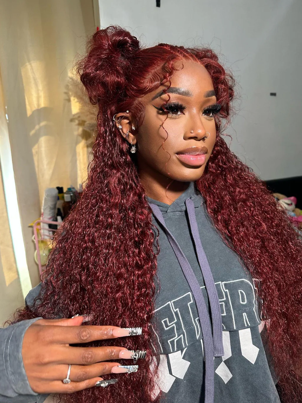 Dorsanee Auburn Reddish Brown Wet Wavy Wig 13x4 Lace Front Brownish Red Human Hair Wigs - Image 6