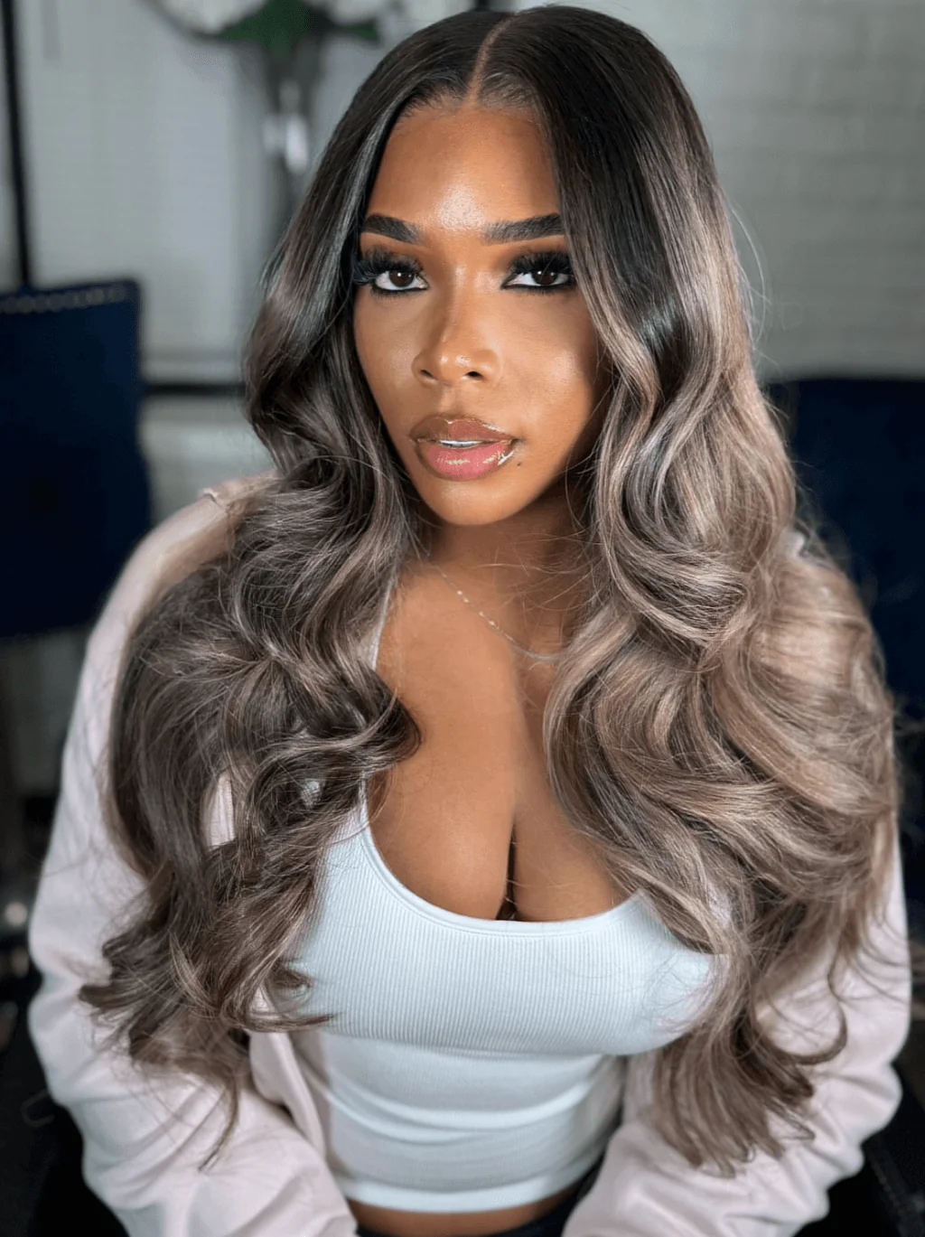 Dorsanee Balayage Black Brown Highlights Body Wave Virgin Remy Human Hair Wigs - Image 3